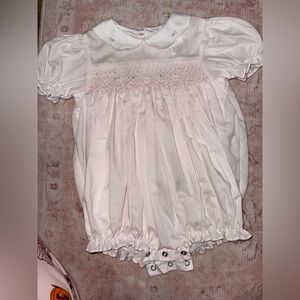 Petit Ami Soft Pink Baby Romper with Embroidery